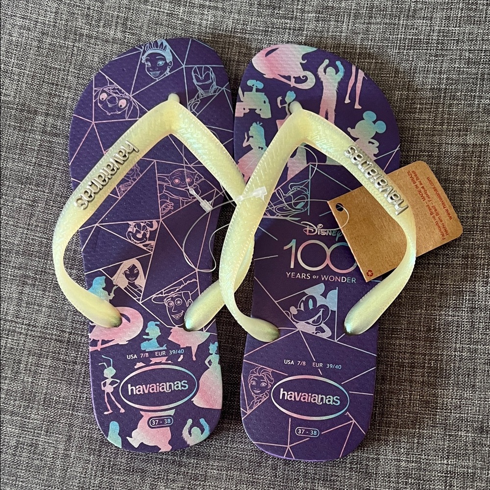 Havaianas Disney Wonder Flip Flops - Purple and Yellow - Picture 1 of 5
